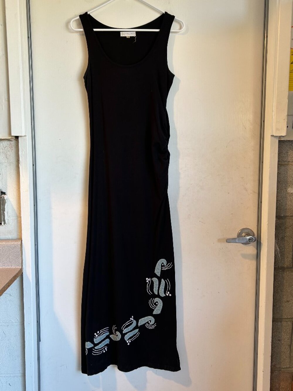 Synergy - Black Maxi Dress with Blue Embroidery